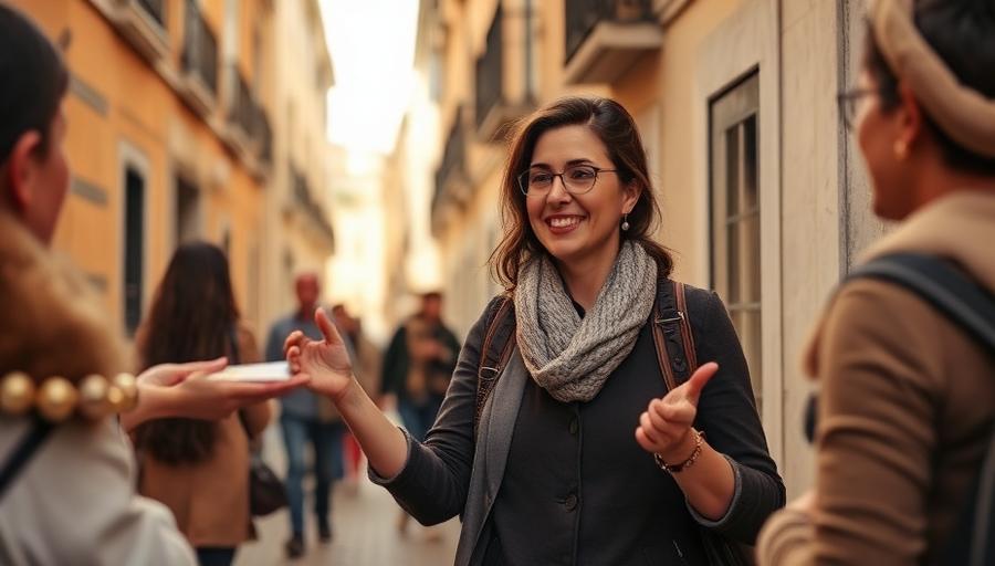 Guide with a small group in a Lisbon street